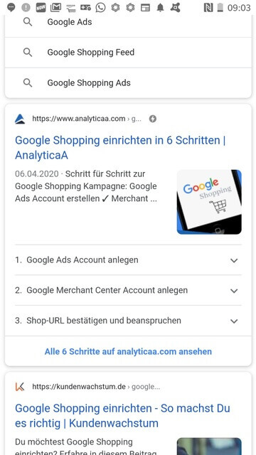 AMP Rich Results Suchergebnis der AnalyticaA