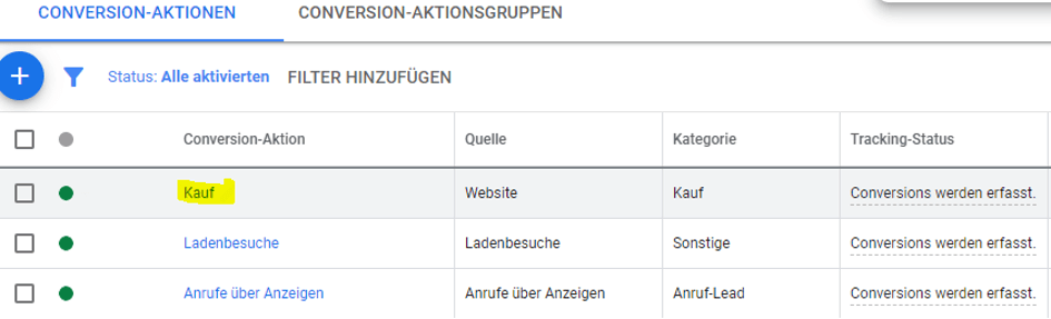 Conversion Aktionen | AnalyticaA