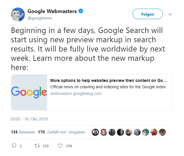 Screenshot Google Webmaster Neue Meta Tag Attribute 